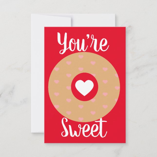 Modern Valentines Hearts Doughnut Pink Red Card (Front)