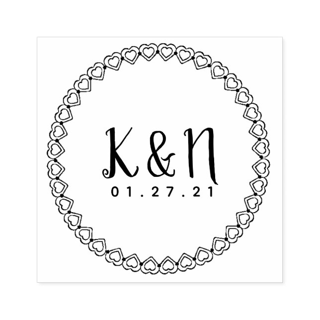 Modern Valentines Initial Logo Wedding Stamp (Imprint)