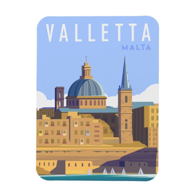 Modern Valletta malta Travel Magnet (Vertical)