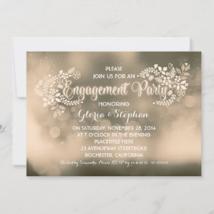 Modern vanilla brown floral engagement party invitation