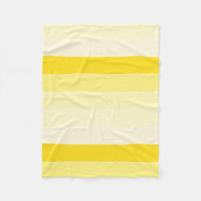 Modern Vanilla Yellow White Stripes Decorative Fleece Blanket (Front)
