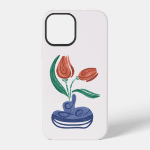 Modern Vase with Tulips Floral Still Life Art iPhone 12 Case