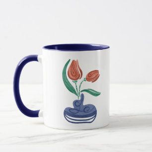 Modern Vase with Tulips   Floral Still Life Art Mug
