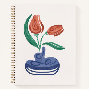 Modern Vase with Tulips Floral Still Life Art Notebook