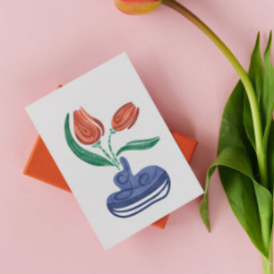 Modern Vase with Tulips   Floral Still Life Art Postcard