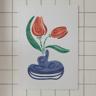Modern Vase with Tulips Floral Still Life Art Poster