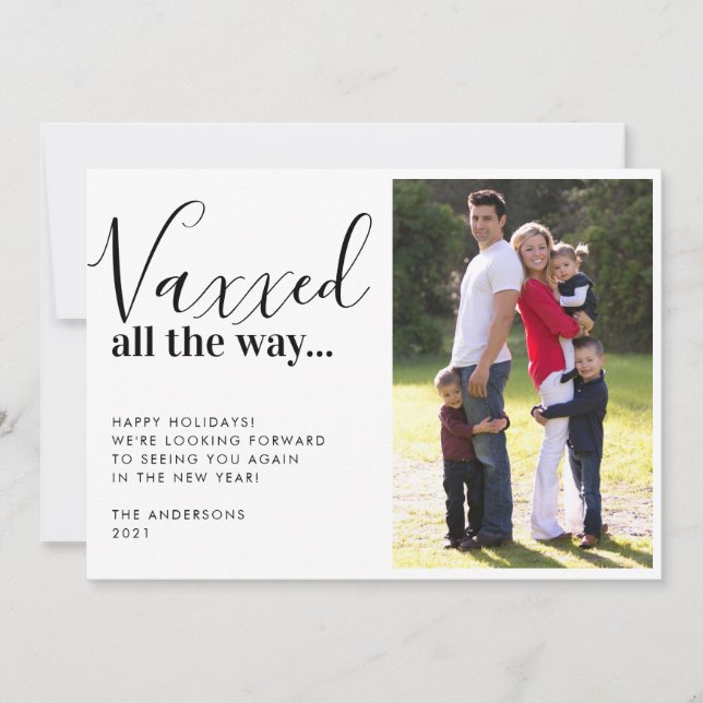 Modern Vaxxed All the Way 2021 Christmas Photo Holiday Card (Front)