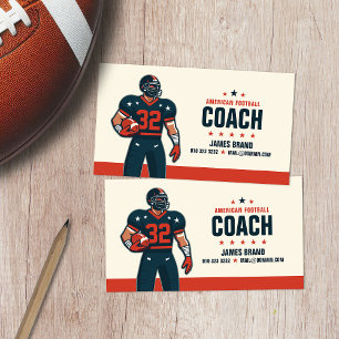 Modern Vector Illustrated American Football Coach Business Card