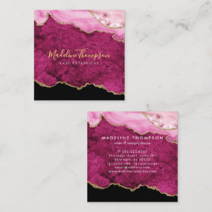 Modern Velvet Pink Marble Agate Geode Square Business Card