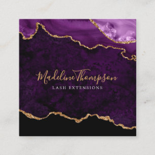 Modern Velvet Purple Marble Agate Geode Square Business Card