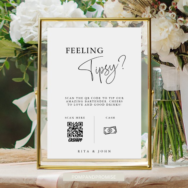 Modern Venmo Tip Your Bartender Wedding Sign (Creator Uploaded)