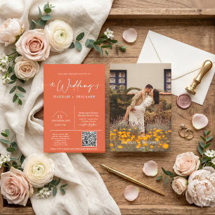 Modern Verona Sunset Boho Arch QR Code Photo Invitation