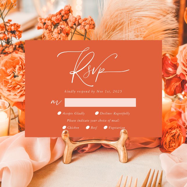 Modern Verona Sunset Calligraphy QR Code RSVP Card (Creator Uploaded)