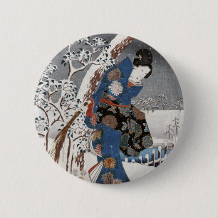 Modern Version of the Tale of Genji in Snow Scene 6 Cm Round Badge