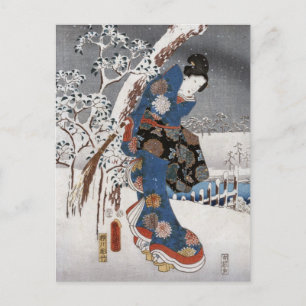 Modern Version of the Tale of Genji in Snow Scene Postcard