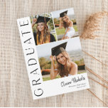 Modern Vertical 3 Photo Collage Graduation Invitation<br><div class="desc">This modern elegant stylish photo collage graduation invitation features a 3 photos and headline with customisable script name and text on the front. The back has additional invitation with party details. A great way to showcase your graduate. Click the edit button to personalise this design.</div>