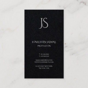 Modern Vertical Artistic Monogram Premium Black Business Card