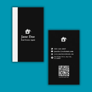 Modern Vertical Black White Real Estate Business Card