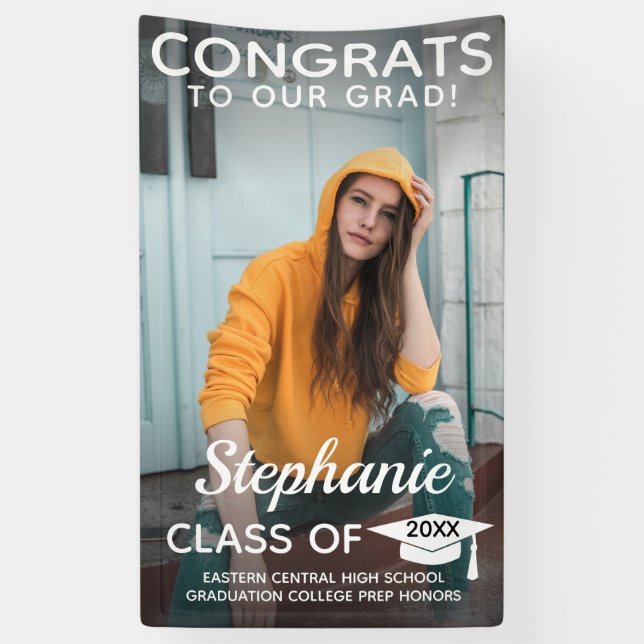Modern Vertical Congrats Grad Photo Graduation Ban Banner (Vertical)
