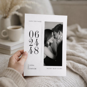 Modern Vertical Date Editorial Photo Wedding Save The Date