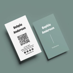 Modern Vertical design   QR Code & Social Links Business Card