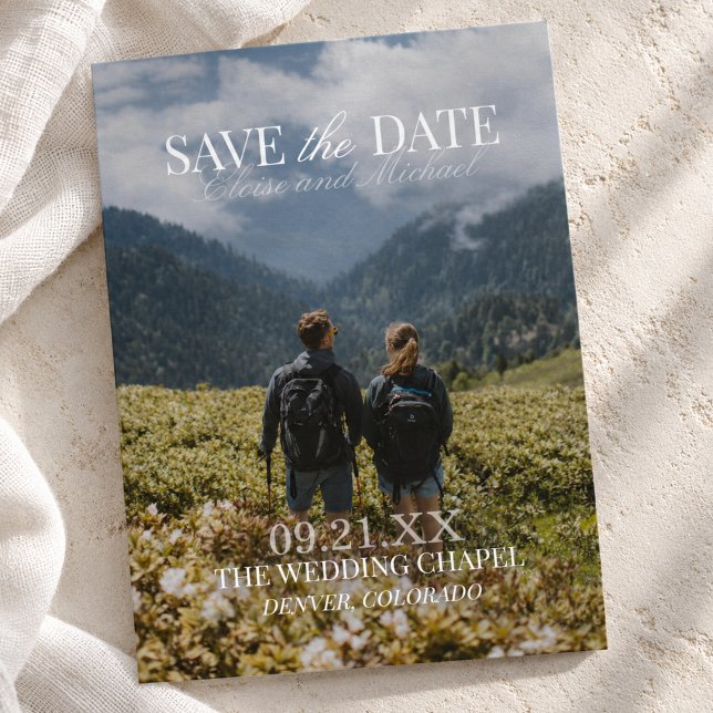 Modern Vertical Double-sided Photo Save The Date (Modern Vertical Double-sided Photo Save The Date Foil Invitation)