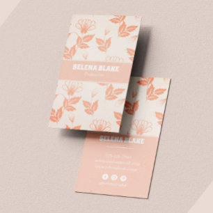 Modern Vertical Floral Pattern– Soft Pink Elegance Business Card