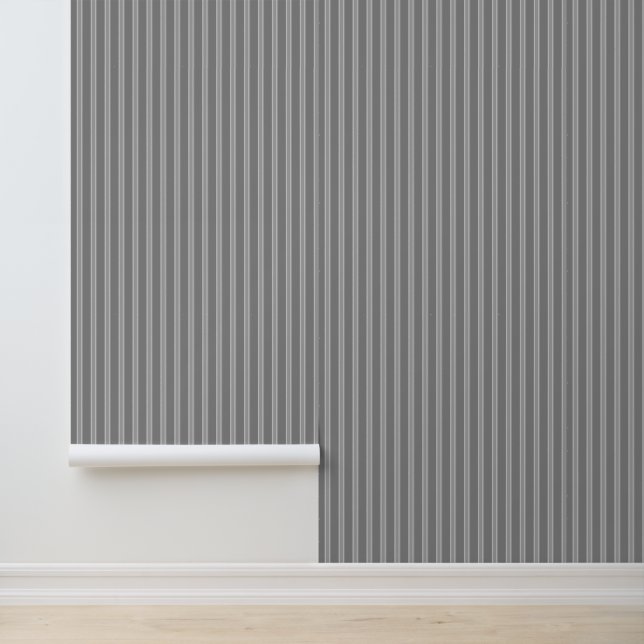 Modern Vertical Grey Striped Pattern Wallpaper (Application)