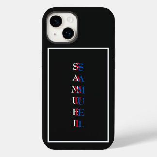 Modern Vertical Monogram Black White Case-Mate iPhone 14 Case