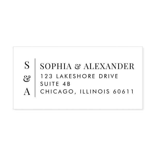 Modern Vertical Monogram & Minimalist Self-inking Stamp (Design)