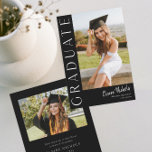 Modern Vertical Photo Graduation Invitation<br><div class="desc">This modern elegant stylish photo graduation invitation features a vertical photo and headline with customisable script name and text on the front. The back has an invitation with party details. A great way to showcase your graduate. Click the edit button to personalise this design.</div>