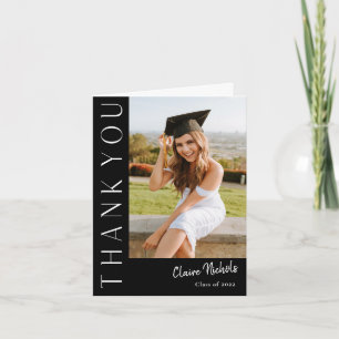 Modern Vertical Photo Graduation Thank You Card