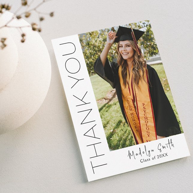 Modern Vertical Photo Graduation Thank You Card (Creator Uploaded)