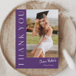 Modern Vertical Photo Graduation Thank You Card<br><div class="desc">This modern elegant stylish photo graduation thank you card features a vertical photo and headline with customisable script name and text on the front. The back has a personal message and signature that are both removable if you prefer to hand write your thank you notes. Click the edit button to...</div>