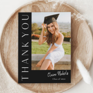 Modern Vertical Photo Graduation Thank You Card