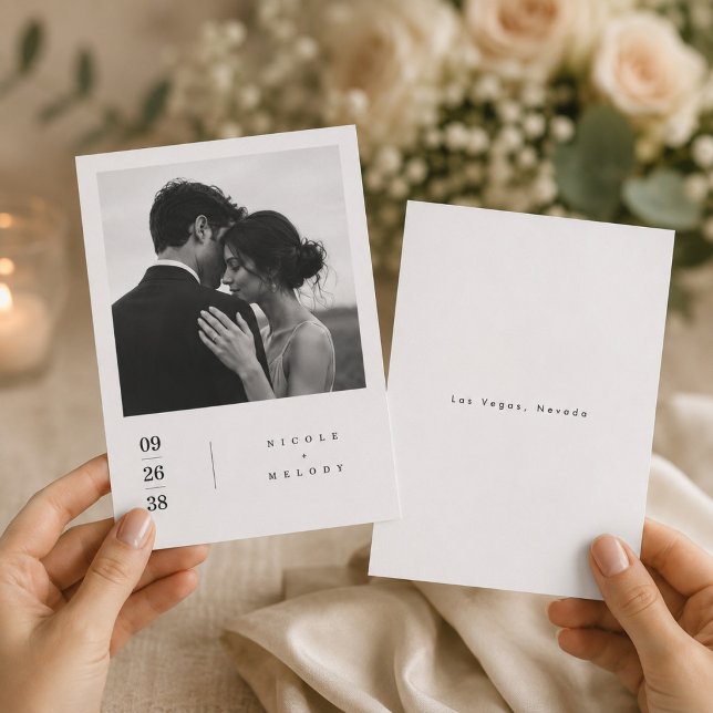 Modern Vertical Photo Save The Date Card (Creator Uploaded)