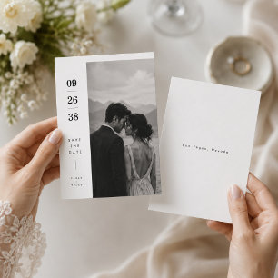 Modern Vertical Photo Save The Date Card