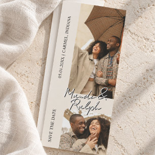 Modern Vertical Photo Strip Wedding Save the Date
