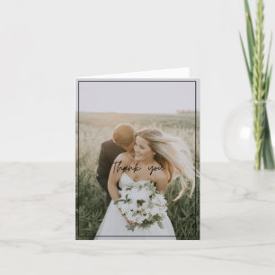 Modern Vertical Photo Wedding Script Thank You Card
