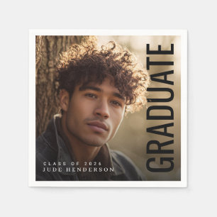Modern Vertical PhotoPop Graduation Napkin