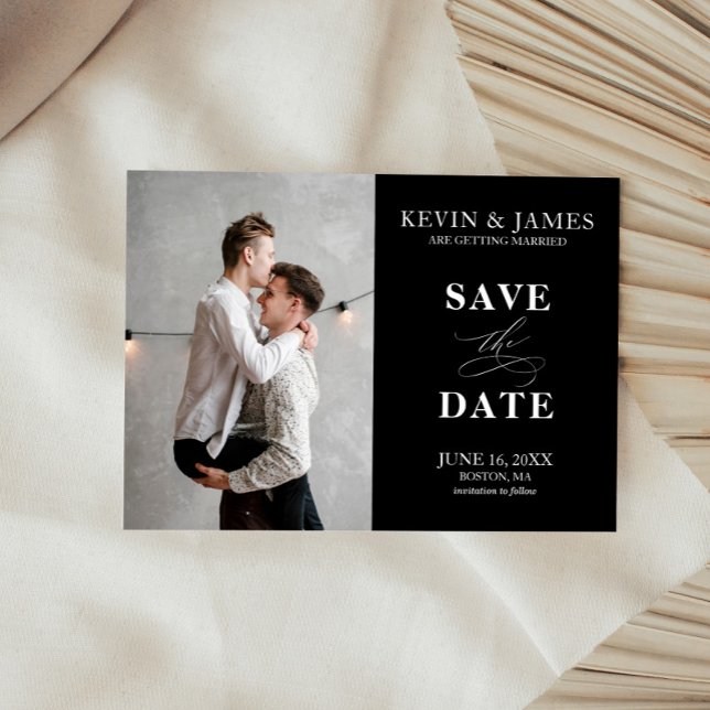 Modern Vertical Save the Date Photo Card (Modern Vertical Save the Date Photo Card)