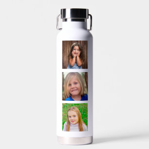 Modern Vertical Six Photo Collage Grid Water Bottle