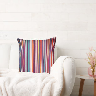 Modern Vertical Stripe Abstract in Plum & Teal Cushion