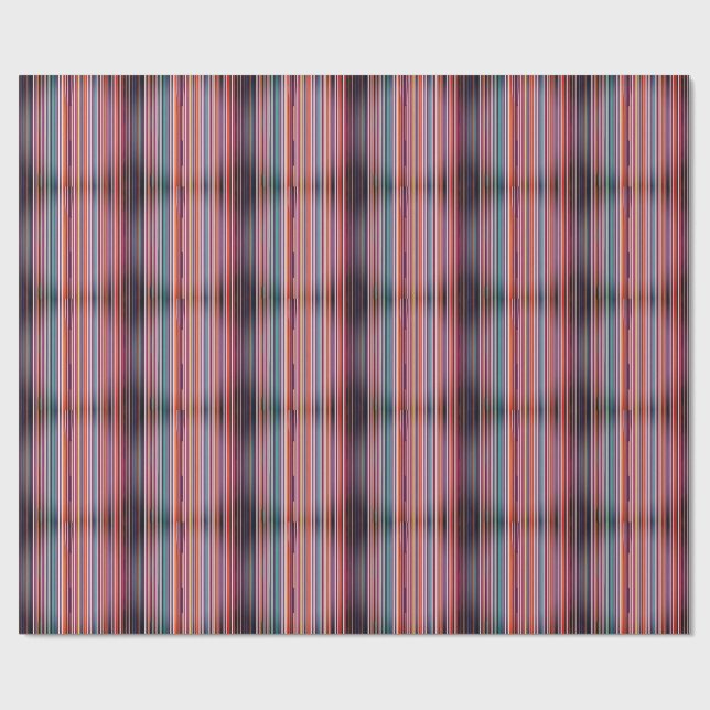 Modern Vertical Stripe Abstract in Plum & Teal Wrapping Paper (Flat)