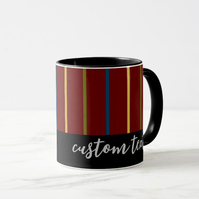 MODERN VERTICAL STRIPE REPEATING PATTERN RED COLOR MUG (Front Right)