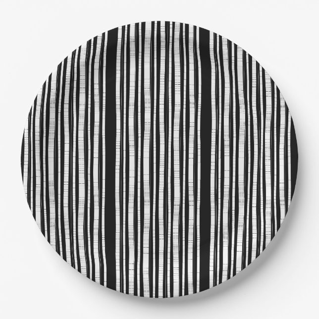 Modern Vertical Stripes Pattern Paper Plate (Front)