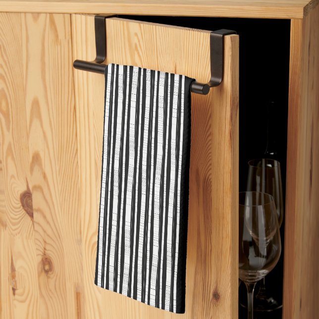 Modern Vertical Stripes Pattern Tea Towel (Thirds Fold)