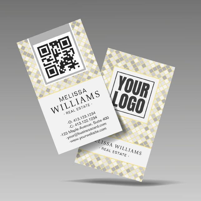 Modern Vertical Yellow & Grey Geometric  Business Card (Creator Uploaded)