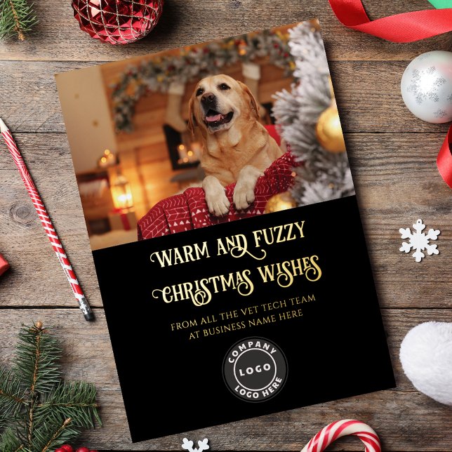 Modern Vet Tech Pet Dog Photo Business Logo (Modern Vet Tech Pet Dog Photo Business Logo Foil Holiday Card)