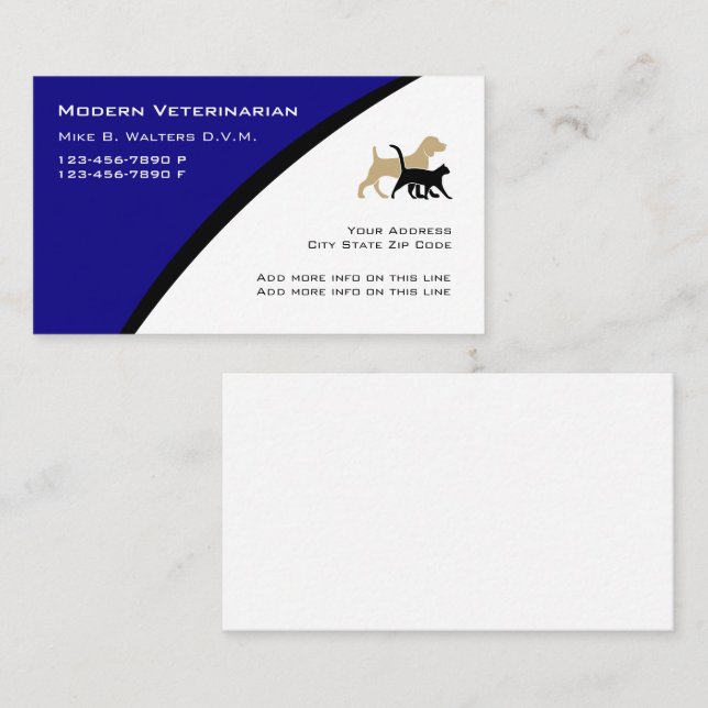 Modern Veterinarian Business Cards (Front/Back)